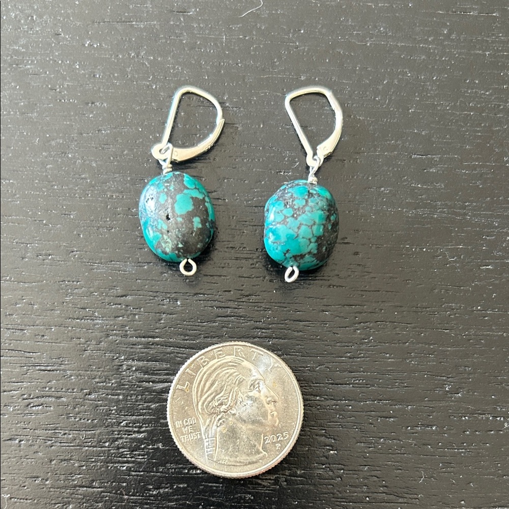 Turquoise and Silver Drop Earrings